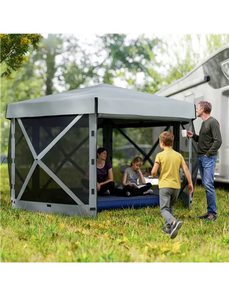 Outsunny 3 x 3(m) Hexagon Pop Up Gazebo with 5 Sides and Carry Bag, Waterproof, UV Resistant Party Tent Instant Event Shelter wi