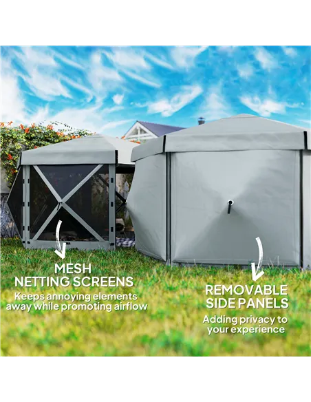 Outsunny 3 x 3(m) Hexagon Pop Up Gazebo with 5 Sides and Carry Bag, Waterproof, UV Resistant Party Tent Instant Event Shelter wi