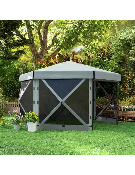 Outsunny 3 x 3(m) Hexagon Pop Up Gazebo with 5 Sides and Carry Bag, Waterproof, UV Resistant Party Tent Instant Event Shelter wi