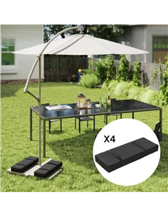Outsunny Parasol Weights Set of 4, Parasol Base Weights Bags, 25kg Fillable Sandbag Weights with Handles, Cantilever Umbrella Ba 2