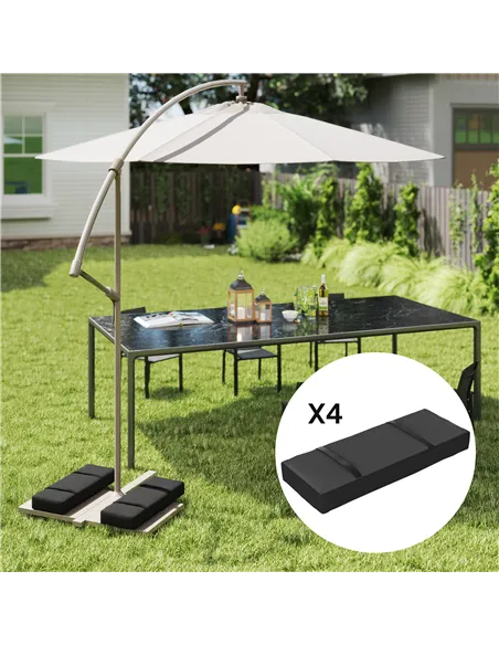 Outsunny Parasol Weights Set of 4, Parasol Base Weights Bags, 25kg Fillable Sandbag Weights with Handles, Cantilever Umbrella Ba