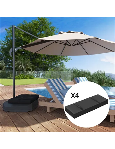 Outsunny Parasol Weights Set of 4, Parasol Base Weights Bags, 25kg Fillable Sandbag Weights with Handles, Cantilever Umbrella Ba