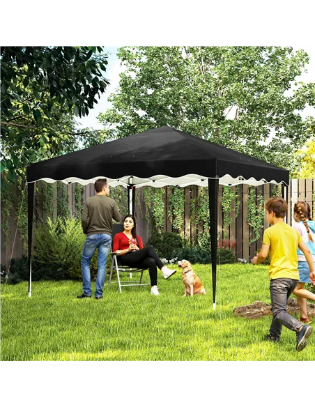 Outsunny 3 x 3cm Adjustable Height Pop-Up Gazebo, with Bag - Black