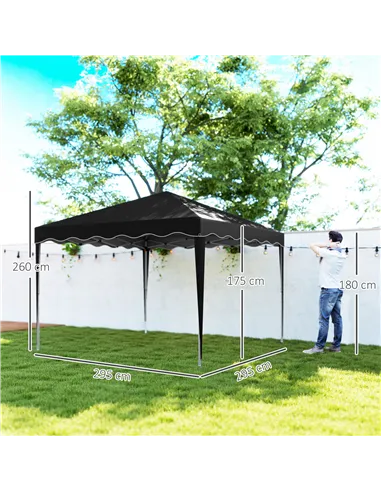 Outsunny 3 x 3cm Adjustable Height Pop-Up Gazebo, with Bag - Black