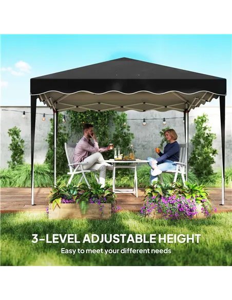 Outsunny 3 x 3cm Adjustable Height Pop-Up Gazebo, with Bag - Black