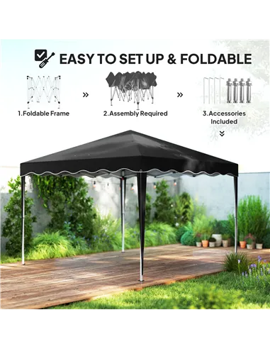 Outsunny 3 x 3cm Adjustable Height Pop-Up Gazebo, with Bag - Black
