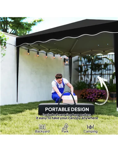 Outsunny 3 x 3cm Adjustable Height Pop-Up Gazebo, with Bag - Black
