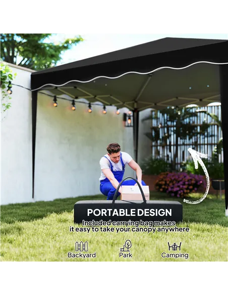 Outsunny 3 x 3cm Adjustable Height Pop-Up Gazebo, with Bag - Black