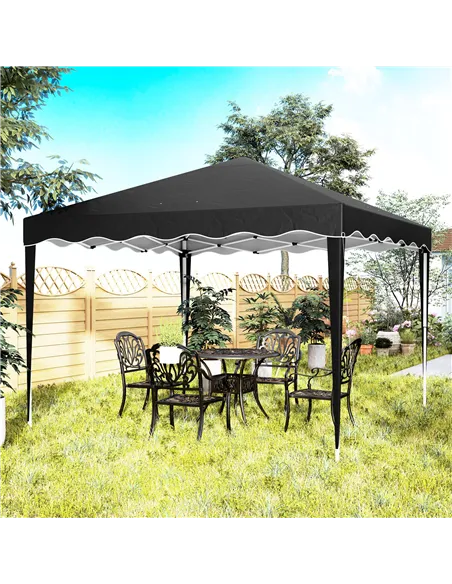 Outsunny 3 x 3cm Adjustable Height Pop-Up Gazebo, with Bag - Black