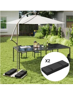 Outsunny Parasol Weights Set of 2, Parasol Base Weights Bags, 25kg Fillable Sandbag Weights with Handles, Cantilever Umbrella Ba 2
