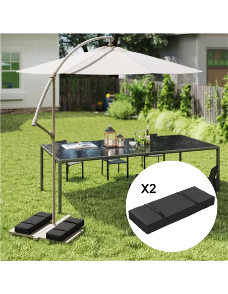 Outsunny Parasol Weights Set of 2, Parasol Base Weights Bags, 25kg Fillable Sandbag Weights with Handles, Cantilever Umbrella Ba