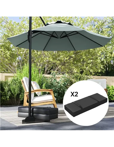 Outsunny Parasol Weights Set of 2, Parasol Base Weights Bags, 25kg Fillable Sandbag Weights with Handles, Cantilever Umbrella Ba