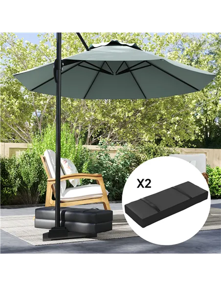 Outsunny Parasol Weights Set of 2, Parasol Base Weights Bags, 25kg Fillable Sandbag Weights with Handles, Cantilever Umbrella Ba