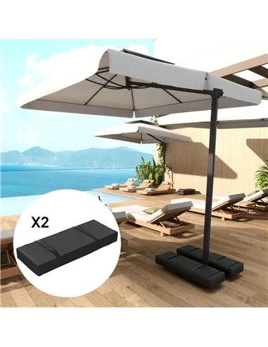 Outsunny Parasol Weights Set of 2, Parasol Base Weights Bags, 25kg Fillable Sandbag Weights with Handles, Cantilever Umbrella Ba
