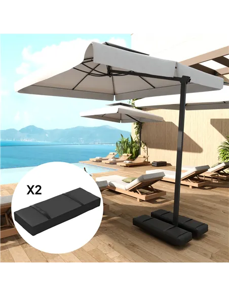 Outsunny Parasol Weights Set of 2, Parasol Base Weights Bags, 25kg Fillable Sandbag Weights with Handles, Cantilever Umbrella Ba