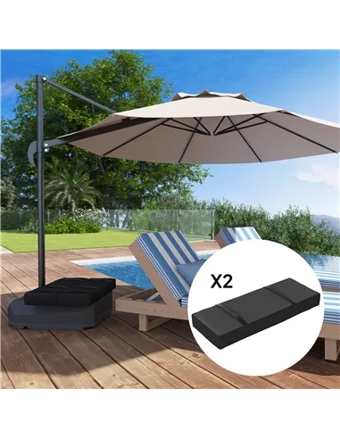 Outsunny Parasol Weights Set of 2, Parasol Base Weights Bags, 25kg Fillable Sandbag Weights with Handles, Cantilever Umbrella Ba