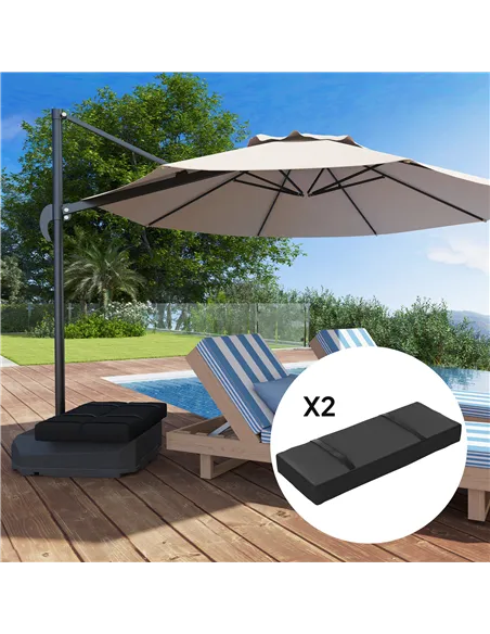 Outsunny Parasol Weights Set of 2, Parasol Base Weights Bags, 25kg Fillable Sandbag Weights with Handles, Cantilever Umbrella Ba