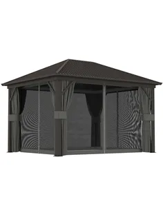 Outsunny 3.6 x 3 m Aluminium Hardtop Gazebo, with Accessories - Dark Grey