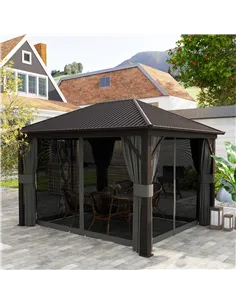 Outsunny 3.6 x 3 m Aluminium Hardtop Gazebo, with Accessories - Dark Grey 2