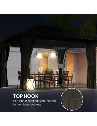 Outsunny 3.6 x 3 m Aluminium Hardtop Gazebo, with Accessories - Dark Grey