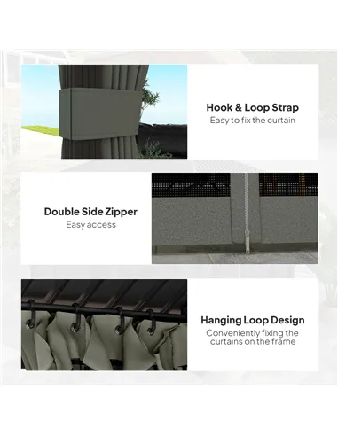 Outsunny 3.6 x 3 m Aluminium Hardtop Gazebo, with Accessories - Dark Grey