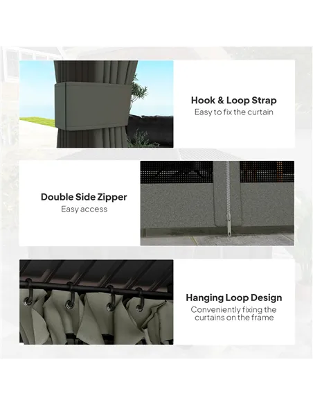 Outsunny 3.6 x 3 m Aluminium Hardtop Gazebo, with Accessories - Dark Grey