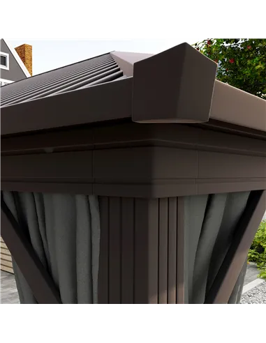 Outsunny 3.6 x 3 m Aluminium Hardtop Gazebo, with Accessories - Dark Grey