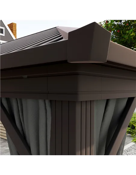 Outsunny 3.6 x 3 m Aluminium Hardtop Gazebo, with Accessories - Dark Grey