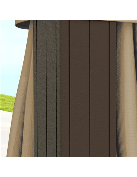 Outsunny 3 x 3(m) Metal Hardtop Gazebo, with Curtains and Accessories - Brown