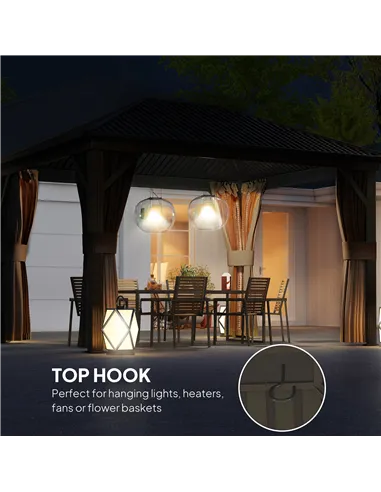 Outsunny 3.6 x 3 m Aluminium Hardtop Gazebo, with Accessories - Brown