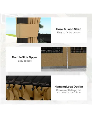 Outsunny 3.6 x 3 m Aluminium Hardtop Gazebo, with Accessories - Brown