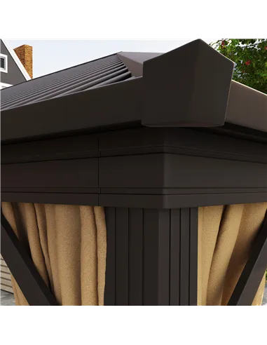 Outsunny 3.6 x 3 m Aluminium Hardtop Gazebo, with Accessories - Brown