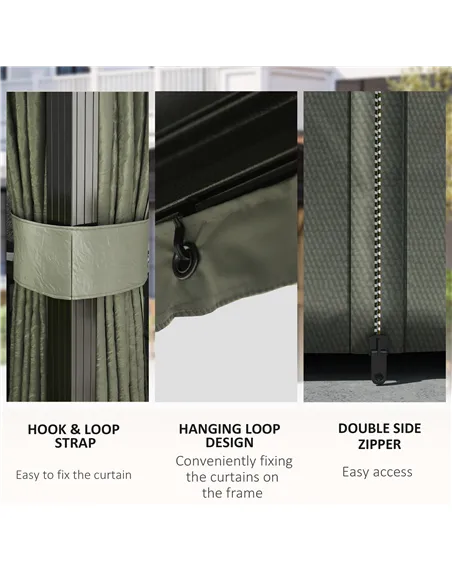 Outsunny 3 x 4m Hardtop Gazebo Canopy with Metal Roof, Aluminium Gazebo Permanent Pavilion with Netting and Curtains, Dark Grey