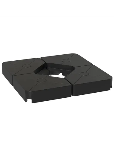 Outsunny Umbrella Weights for Cantilever Parasols, Set of 4 Heavy Duty Parasol Base Weights, 64kg Sand or 55kg Water Filled, Bla