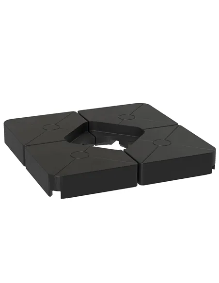 Outsunny Umbrella Weights for Cantilever Parasols, Set of 4 Heavy Duty Parasol Base Weights, 64kg Sand or 55kg Water Filled, Bla