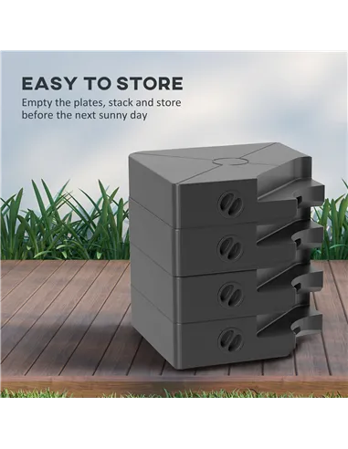 Outsunny Umbrella Weights for Cantilever Parasols, Set of 4 Heavy Duty Parasol Base Weights, 64kg Sand or 55kg Water Filled, Bla