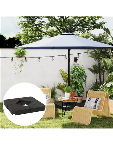 Outsunny Umbrella Weights for Cantilever Parasols, Set of 4 Heavy Duty Parasol Base Weights, 64kg Sand or 55kg Water Filled, Bla
