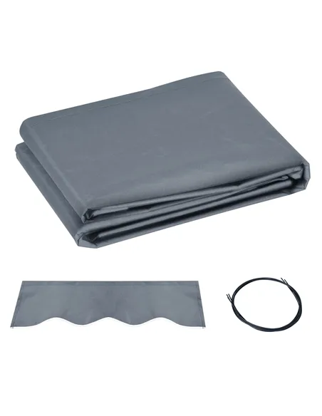 Outsunny Awning Replacement Canopy, Water Resistant UPF 50+ Sun Shade Cover for 3 x 2.5 m Garden Awning (Fabric Only), Grey