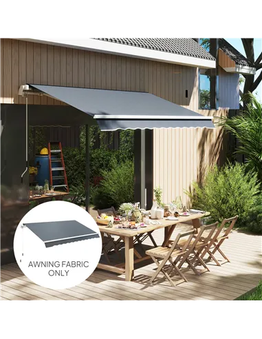 Outsunny Awning Replacement Canopy, Water Resistant UPF 50+ Sun Shade Cover for 3 x 2.5 m Garden Awning (Fabric Only), Grey