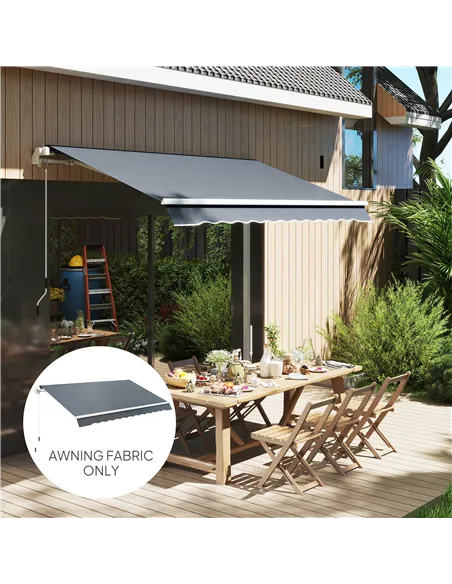 Outsunny Awning Replacement Canopy, Water Resistant UPF 50+ Sun Shade Cover for 3 x 2.5 m Garden Awning (Fabric Only), Grey