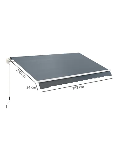 Outsunny Awning Replacement Canopy, Water Resistant UPF 50+ Sun Shade Cover for 3 x 2.5 m Garden Awning (Fabric Only), Grey