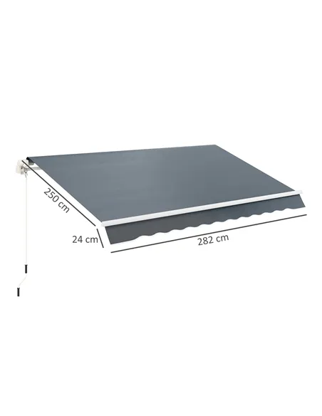 Outsunny Awning Replacement Canopy, Water Resistant UPF 50+ Sun Shade Cover for 3 x 2.5 m Garden Awning (Fabric Only), Grey