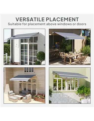 Outsunny Awning Replacement Canopy, Water Resistant UPF 50+ Sun Shade Cover for 3 x 2.5 m Garden Awning (Fabric Only), Grey