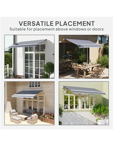 Outsunny Awning Replacement Canopy, Water Resistant UPF 50+ Sun Shade Cover for 3 x 2.5 m Garden Awning (Fabric Only), Grey