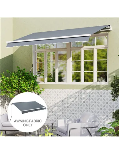 Outsunny Awning Replacement Canopy, Water Resistant UPF 50+ Sun Shade Cover for 3 x 2.5 m Garden Awning (Fabric Only), Grey
