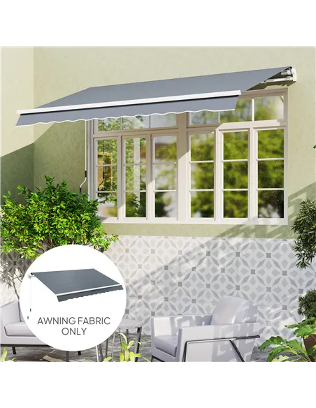 Outsunny Awning Replacement Canopy, Water Resistant UPF 50+ Sun Shade Cover for 3 x 2.5 m Garden Awning (Fabric Only), Grey