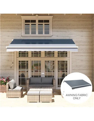 Outsunny Awning Replacement Canopy, Water Resistant UPF 50+ Sun Shade Cover for 3 x 2.5 m Garden Awning (Fabric Only), Grey