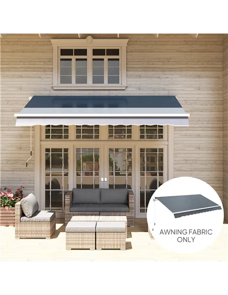 Outsunny Awning Replacement Canopy, Water Resistant UPF 50+ Sun Shade Cover for 3 x 2.5 m Garden Awning (Fabric Only), Grey