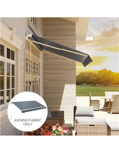 Outsunny Awning Replacement Canopy, Water Resistant UPF 50+ Sun Shade Cover for 3 x 2.5 m Garden Awning (Fabric Only), Grey