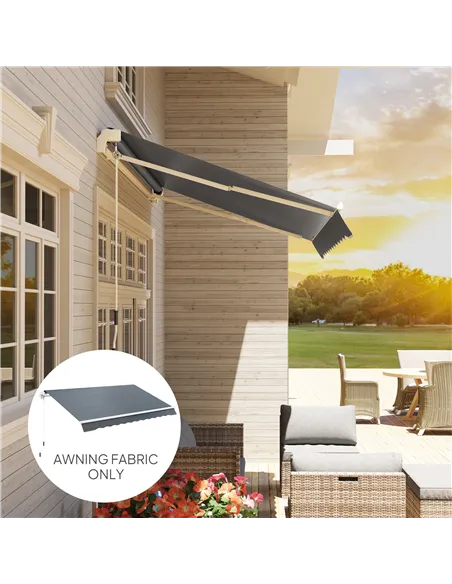Outsunny Awning Replacement Canopy, Water Resistant UPF 50+ Sun Shade Cover for 3 x 2.5 m Garden Awning (Fabric Only), Grey